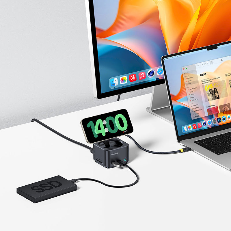 Baseus MagPro Series II 7-in-1 USB-C Hub with 15W Qi2 Wireless Charger, 4K@60Hz HDMI, 100W PD, 10Gbps Ports, SD Card Reader - b00072900121-00
