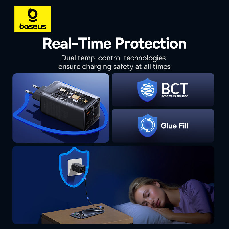 Baseus Chargeur Mural 100W – 2x USB + 2x USB-C avec Câble Type-C 100W (1m) – Noir (P10162705112-00)