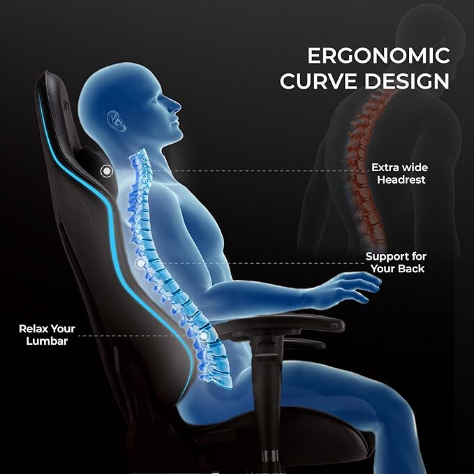 Aimzone Ergonomic Pro Gaming Chair Racing Style Adjustable Height Heavy Duty PC Computer Professional Chair with Headrest and Lumbar Support Swivel Chair (Black)