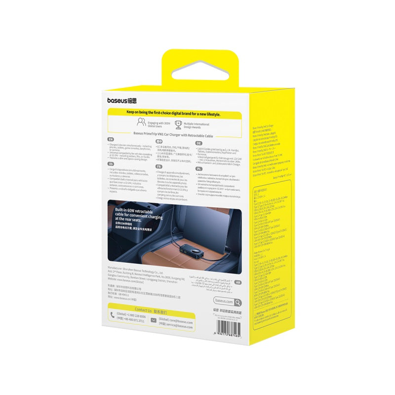 Baseus PrimeTrip VW1 Chargeur Voiture 60W avec Câble Rétractable – C00069000121-00