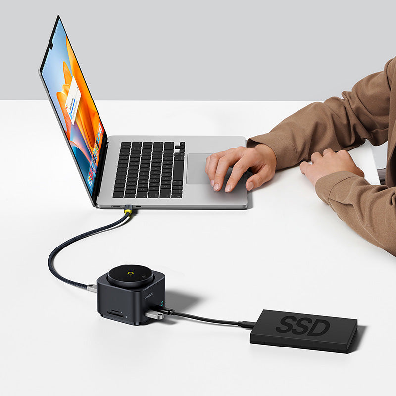 Baseus MagPro Series II 7-in-1 USB-C Hub with 15W Qi2 Wireless Charger, 4K@60Hz HDMI, 100W PD, 10Gbps Ports, SD Card Reader - b00072900121-00