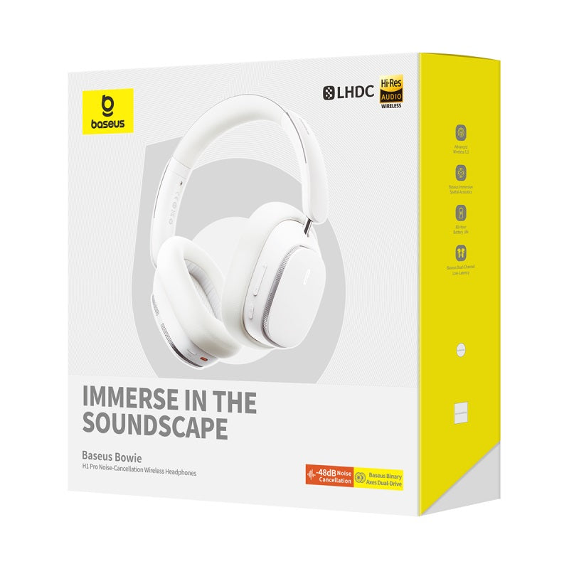 Baseus Bowie H1 Pro Casque Sans Fil avec Réduction de Bruit Active Moon White – ( A00050601213-00 )