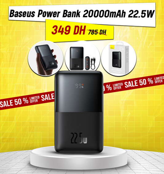 Baseus Power Bank 20000mAh USB Type-C 22.5W – Noir (PPBD040301)