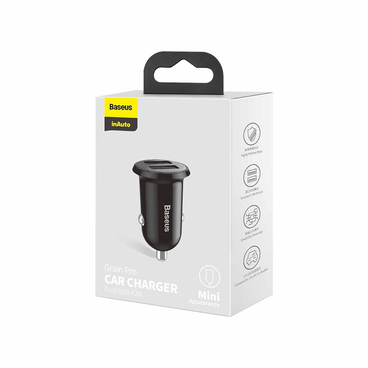Baseus Chargeur de voiture USB 4.8A – Noir (CCALLP-01)