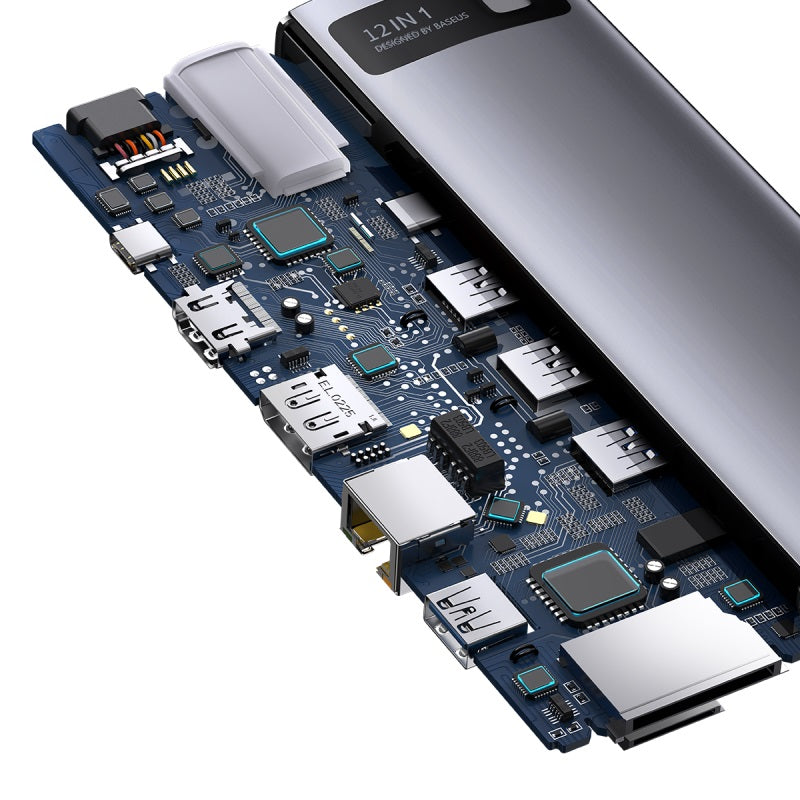 Baseus Adaptateur Type-C Conversion HDMI*2+USB3.0*3+PD*1+DP*1+SD/TF*1+RJ45*1+Type-C Data*1+3.5mm*1 Noir-WKSX030213