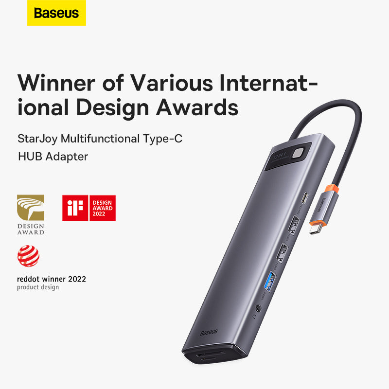 Baseus Adapteur 12-in-1 Multifunctional Type-C HUB / 3x Hdmi 3x Usb 3.1 2x USB 2.0 Type-c 3.1 PD Rj45*1 DP*1 3.5mm*1 -gris-WKWG020213