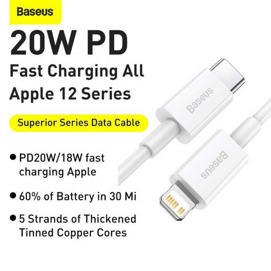 Câble Baseus  de données de charge rapide Type-C to iPhone PD 20W – CATLYS-A02