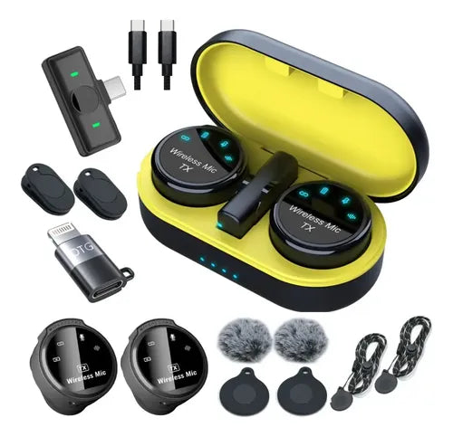 mini microphone magnétique avec écran LED, double microphone 2,4 GHz avec suppression du bruit, portée de transmission de 299,9 m pour appareils iOS et Android, durée de 30