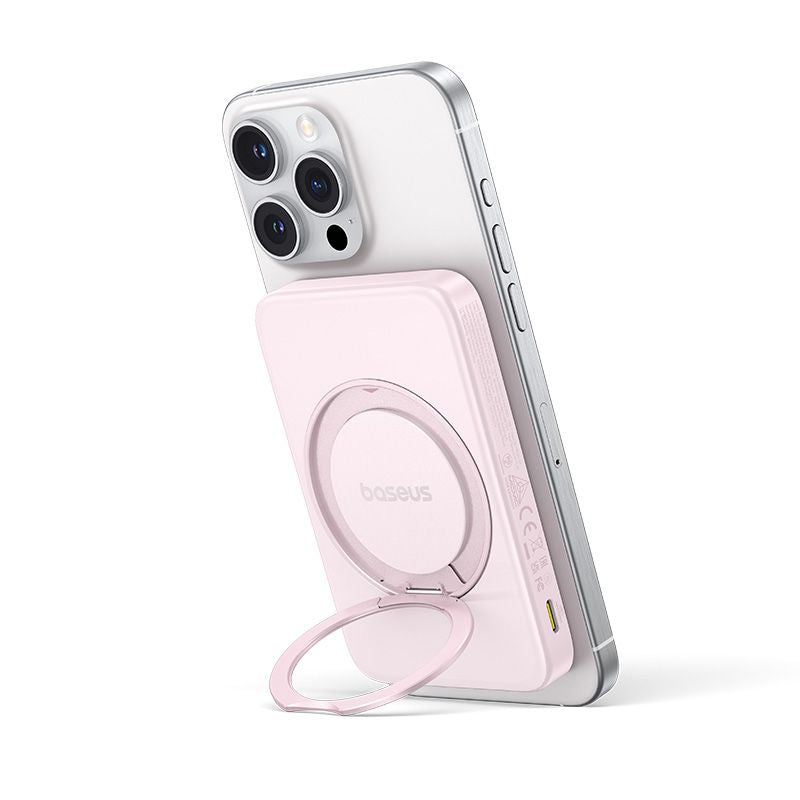Baseus PicoGo Power Bank Magnétique Qi2 5000mAh 20W avec Support Rotatif – PINK– P10076800413-00