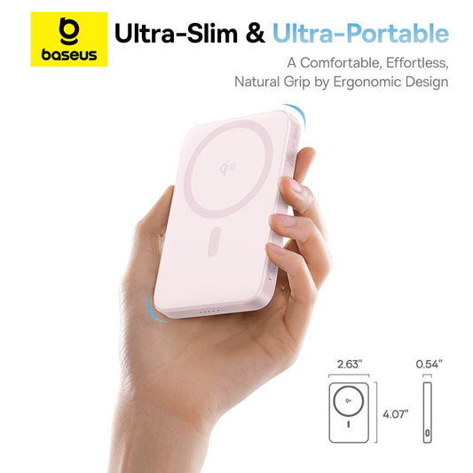 Baseus PicoGo Power Bank Magnétique Qi2 5000mAh 20W avec Support Rotatif – PINK– P10076800413-00