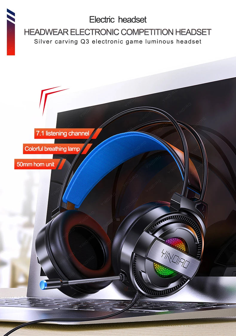Q3 Gaming Headset BLACK – Casque Gamer Professionnel avec Basses Stéréo et Micro-NOIR