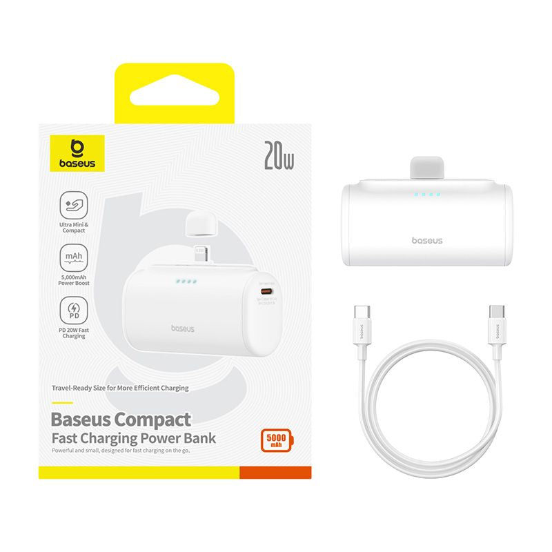 Baseus Compact Power Bank iPhone Edition 20W Charge Rapide 5000mAh – Blanc – P10068307213-00