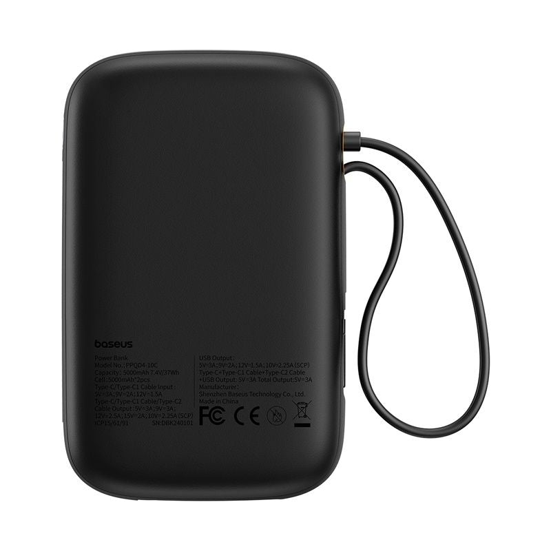 Baseus Power Bank 10000mAh 30W avec 2 Câbles USB-C Intégrés – (P10055008113-00)