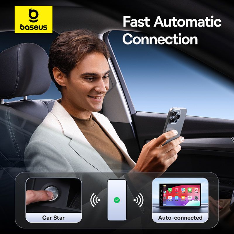 Baseus CarPlay Sans Fil SafeJourney Adaptateur Pour iPhone - C10745100813-00
