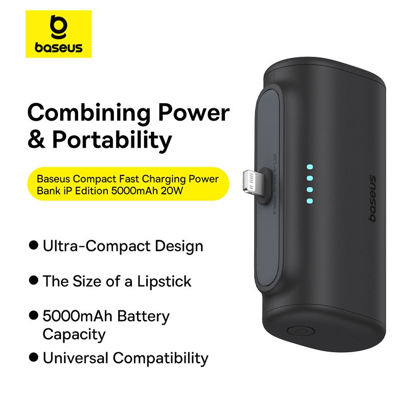 🔋 Baseus Compact Power Bank iPhone Edition 20W 5000mAh – Noir - P10068307113-00