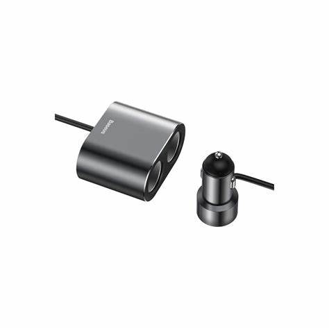 Baseus Car Charger Répartiteur 2x prise allume-cigare 80W 2x USB-A 3.1A – argent-CRDYQ-01