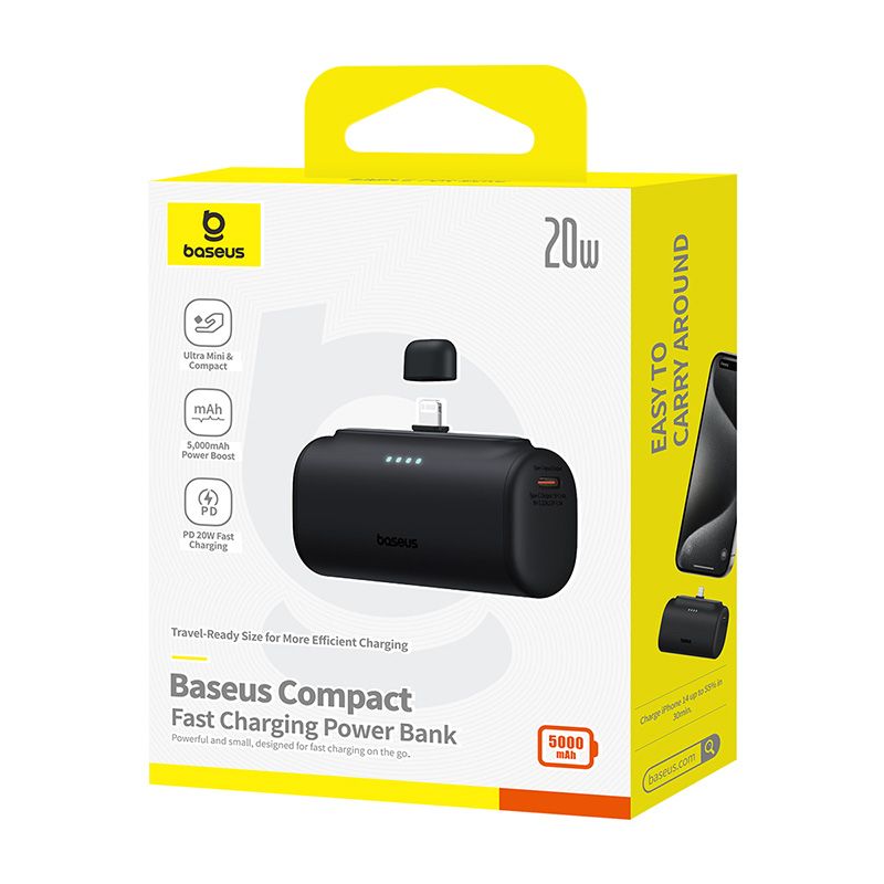 🔋 Baseus Compact Power Bank iPhone Edition 20W 5000mAh – Noir - P10068307113-00