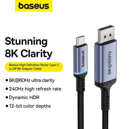 Baseus Adaptateur USB-C vers DisplayPort 8K 2m 🖥️ -B0063370D111-00