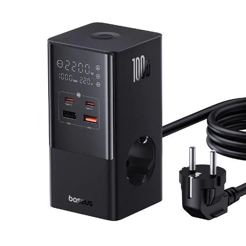 Baseus Chargeur mural / multiprise PowerCombo 100W – Noir (E00023609113-00)