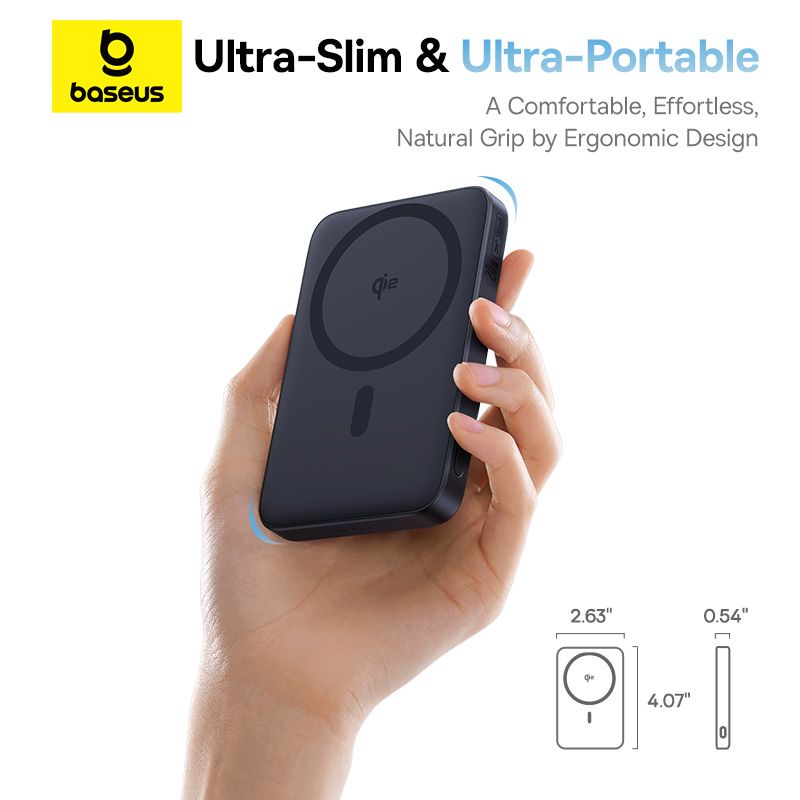 Baseus Power Bank Magnétique ( PicoGo ) Qi2 5000mAh 20W avec Support Rotatif – Noir – (P10076802123-00)