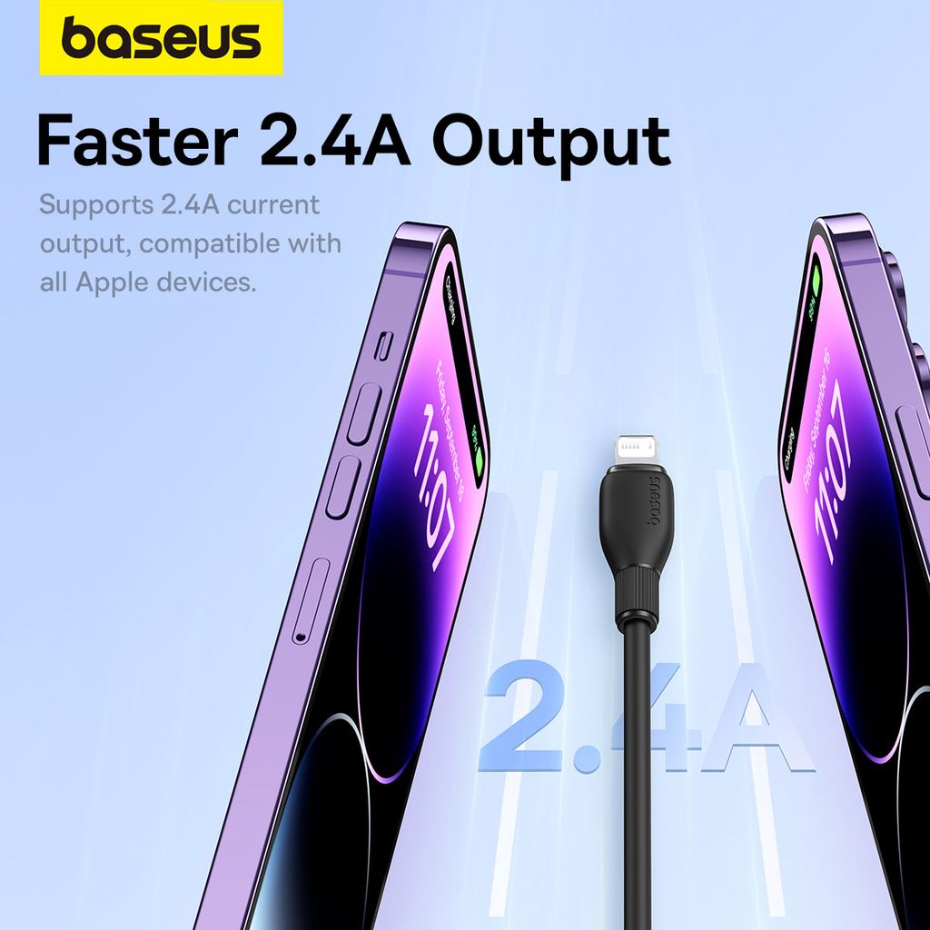 Baseus Pudding Series Câble de Charge 1.2m USB vers Lightning 2.4A –  ( P10355700111-B1 )
