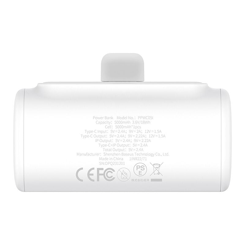 Baseus Compact Power Bank iPhone Edition 20W Charge Rapide 5000mAh – Blanc – P10068307213-00