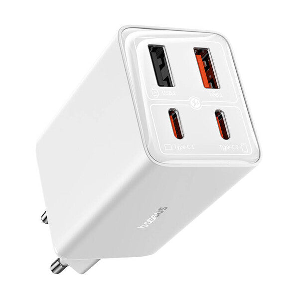 Baseus Chargeur Rapide 65W – 2x USB-C + 2x USB-A (Blanc - P10162701213-00)