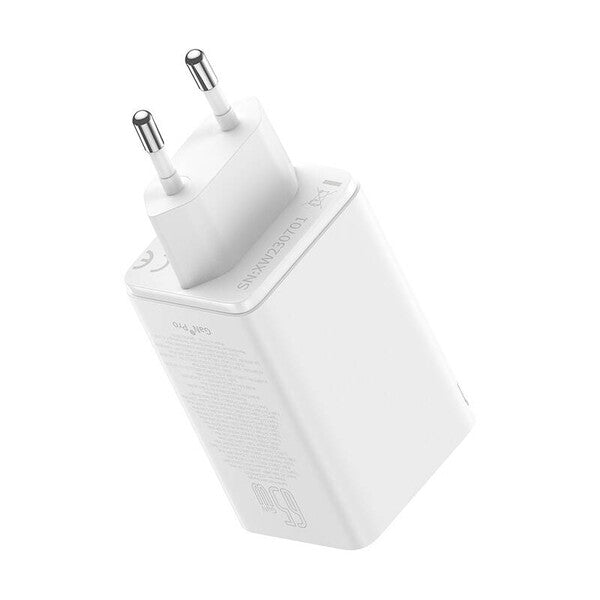 Baseus Chargeur Rapide 65W – 2x USB-C + 2x USB-A (Blanc - P10162701213-00)
