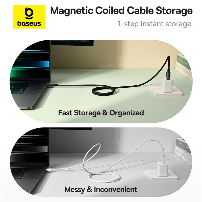 Baseus Tungsten Gold Câble 100W Magnétique 1m USB-C vers USB-C – Noir – P10319805111-00