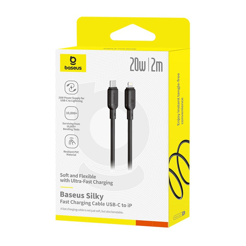 Baseus Silky Series Câble de Charge Rapide 2m USB-C vers Lightning iPhon 20W – P10377700113-01