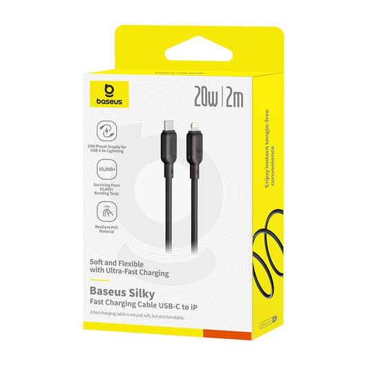 Baseus Silky Series Câble de Charge Rapide 2m USB-C vers Lightning iPhon 20W – P10377700113-01