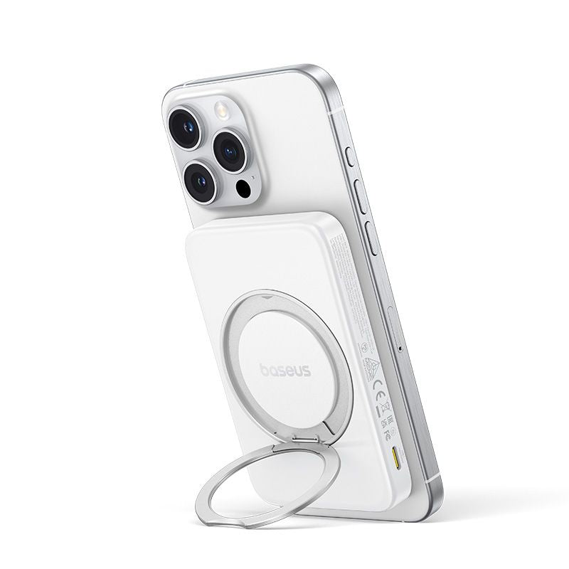 Baseus PicoGo Power Bank Magnétique Qi2 5000mAh 20W avec Support Rotatif – Blanc – P10076800213-01