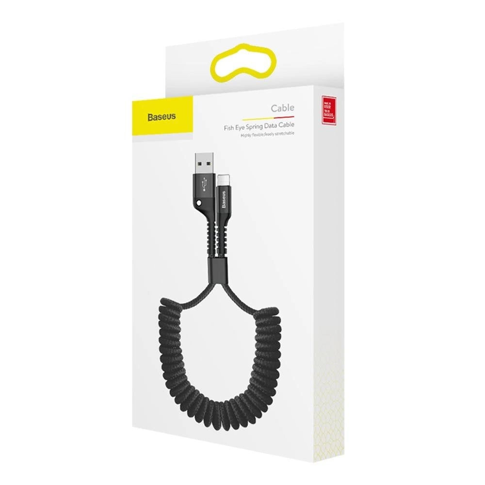 Baseus Fish Eye Spring Data Cable USB vers Lightning 2A 1m – Noir (CALSR-01)