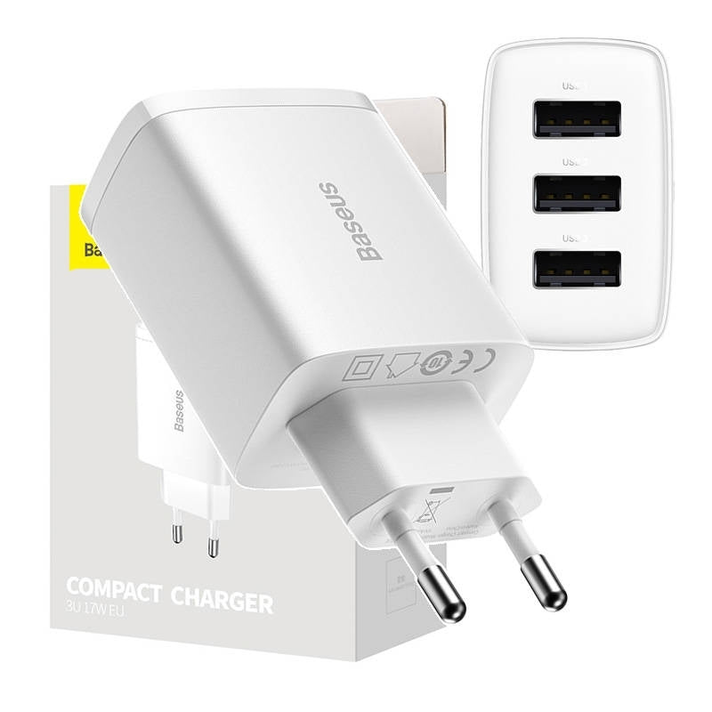 Charger Baseus  3U 17W EU  blanc-ccxj020102