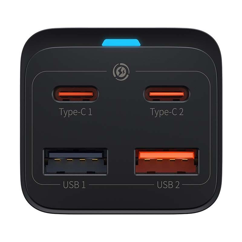 Baseus Chargeur de bureau 2 x USB Type C / 2 x USB 65W PD/QC4.0+AFC/ PPS + câble USB Type C – USB Type C 1m noir – CCGP040101