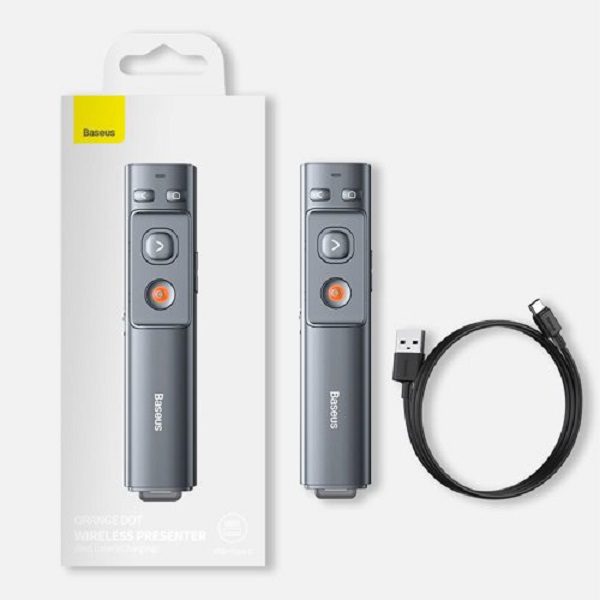BASEUS ORANGE DOT WIRELESS PRESENTER-  Télécommande de Présentation Sans Fil - ACFYB-0G - GREY