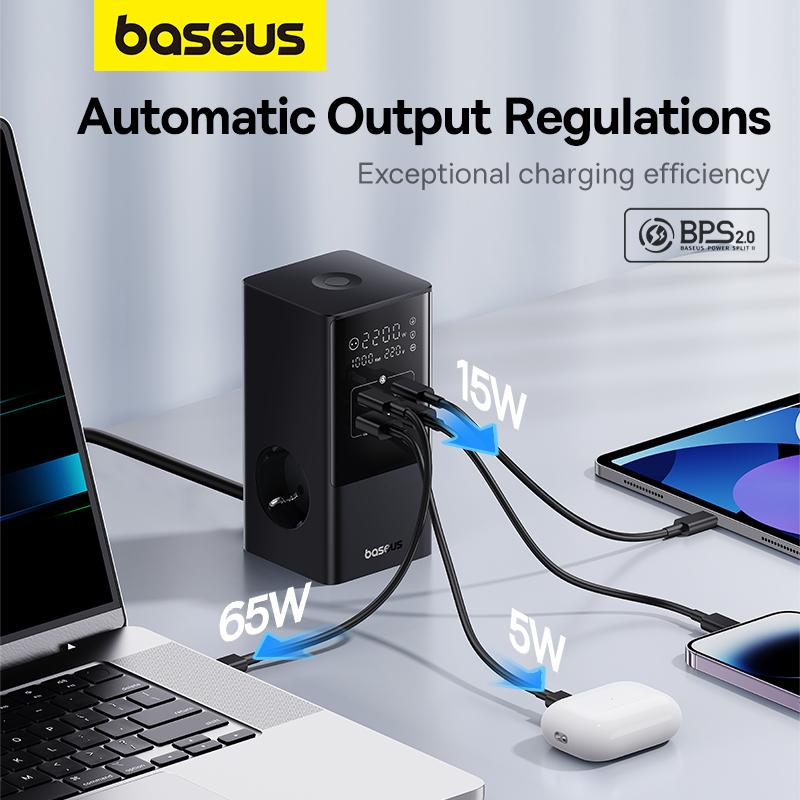 Baseus Chargeur mural / multiprise PowerCombo 100W – Noir (E00023609113-00)