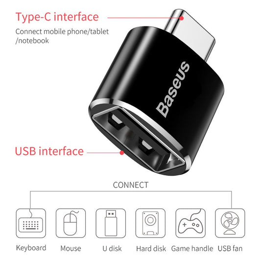 Baseus Mini Adapteur USB Femelle Vers TYPE-C Male – CATOTG-01
