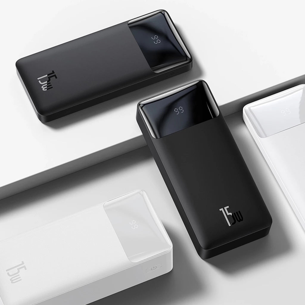 Baseus Power Bank 20000mAh 15W blanc+ USB-A – Câble Micro USB 0,25m Noir- PPBD050101