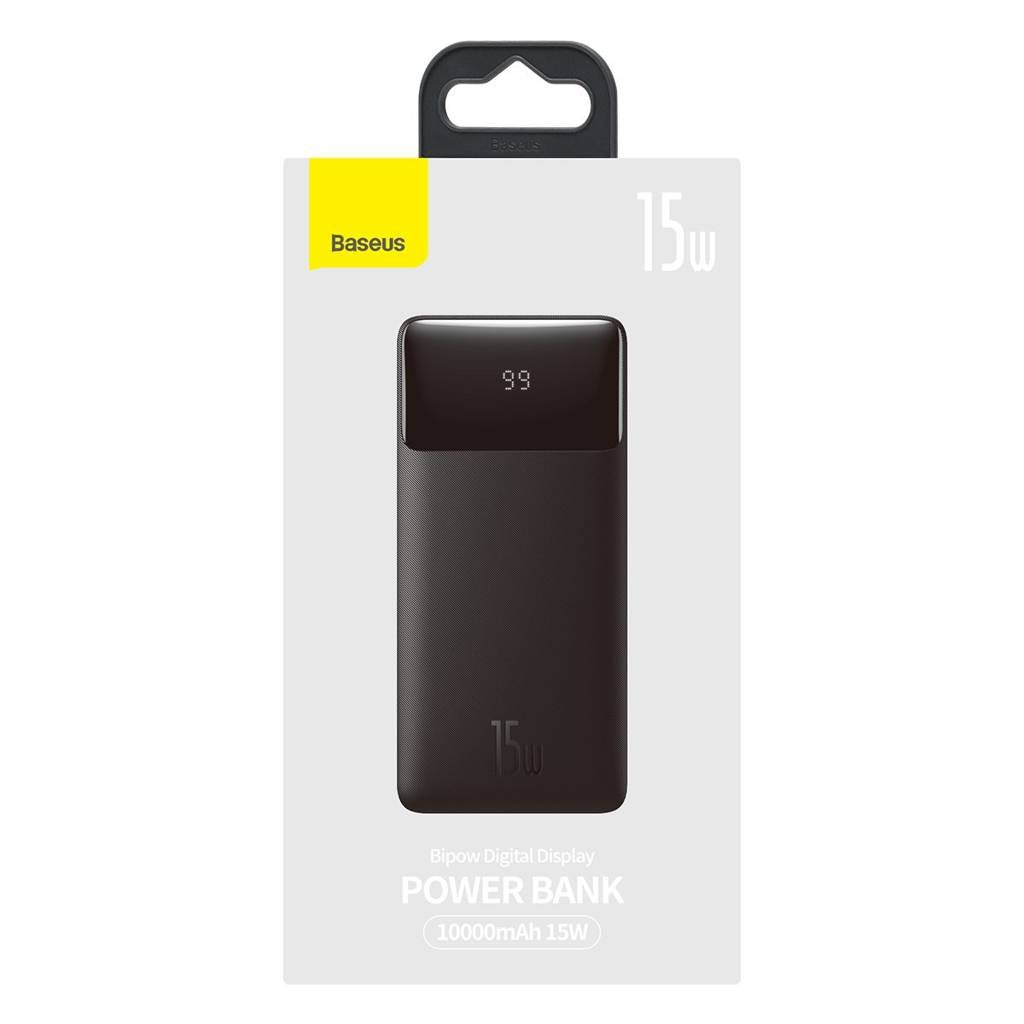 Baseus Bipow powerbank with display 10000mAh 15W black + USB-A - Micro USB 0.25m cable black (PPBD050001)