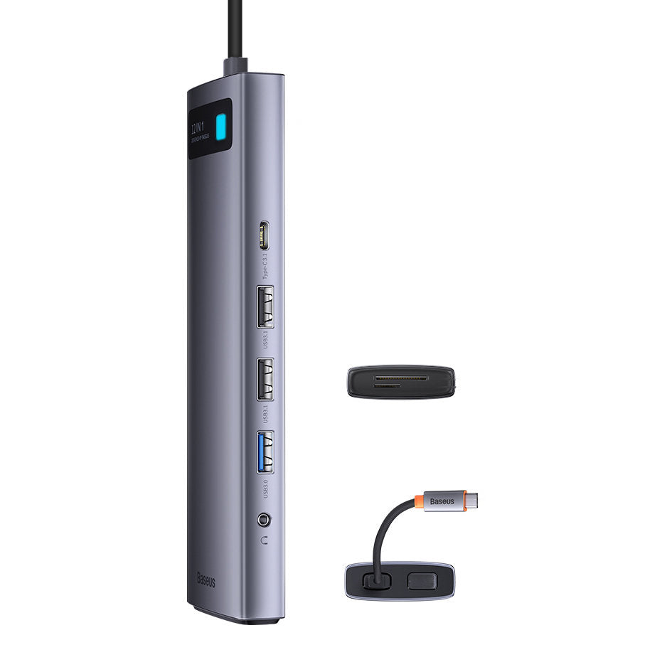 Baseus Adapteur 12-in-1 Multifunctional Type-C HUB / 3x Hdmi 3x Usb 3.1 2x USB 2.0 Type-c 3.1 PD Rj45*1 DP*1 3.5mm*1 -gris-WKWG020213