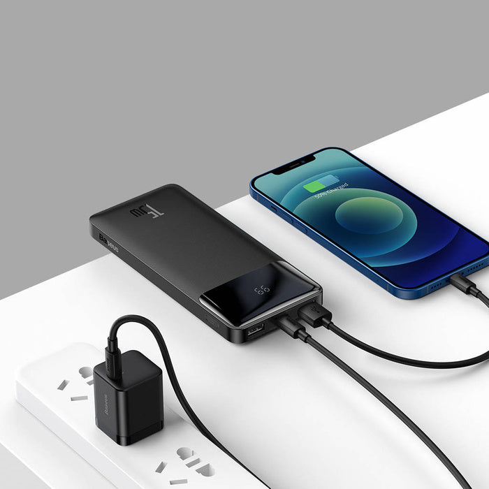 Baseus Bipow powerbank with display 10000mAh 15W black + USB-A - Micro USB 0.25m cable black (PPBD050001)