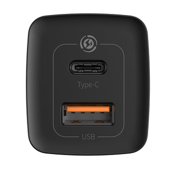 Baseus Chargeur USB + Type C – QC 3.0 PD 3.0 65W 3A -noir-CCGAN2L-B01
