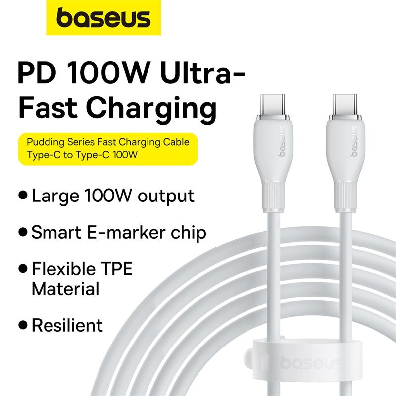 Baseus Pudding Series Câble de Charge Rapide 100W Type C 1.2m – P10355702221-B1