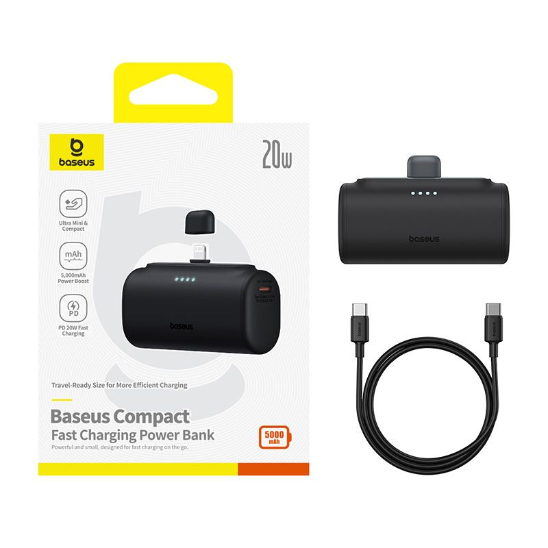 🔋 Baseus Compact Power Bank iPhone Edition 20W 5000mAh – Noir - P10068307113-00