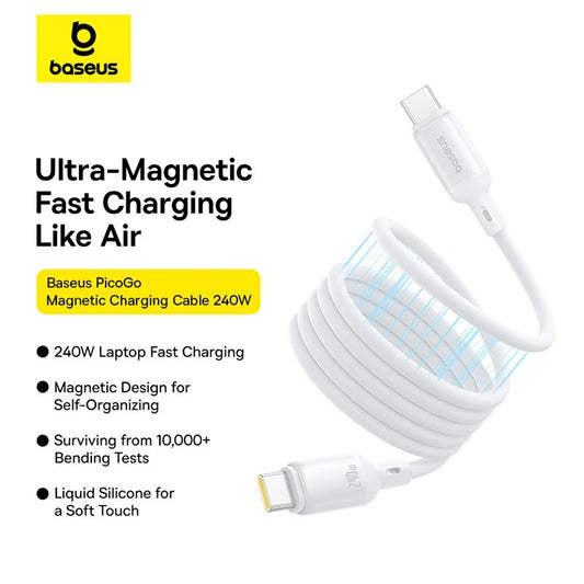 Baseus PicoGo Câble 240W Magnétique USB-C vers USB-C 1m en Silicone Liquide – P10376800211-00