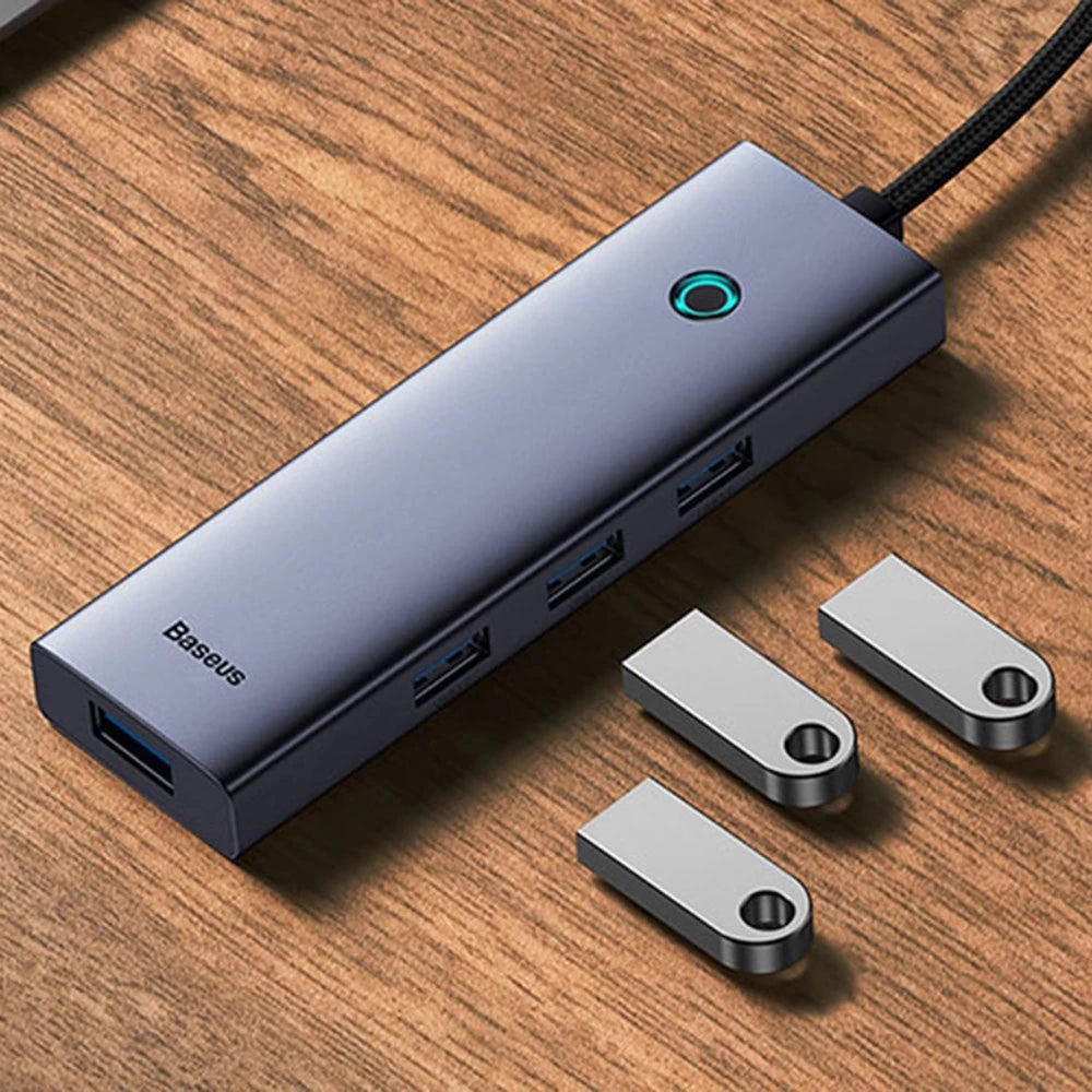 Baseus Adaptateur Hub USB 4 en 1 / USB-C vers USB 3.0 Gris (B0005280A813-03)