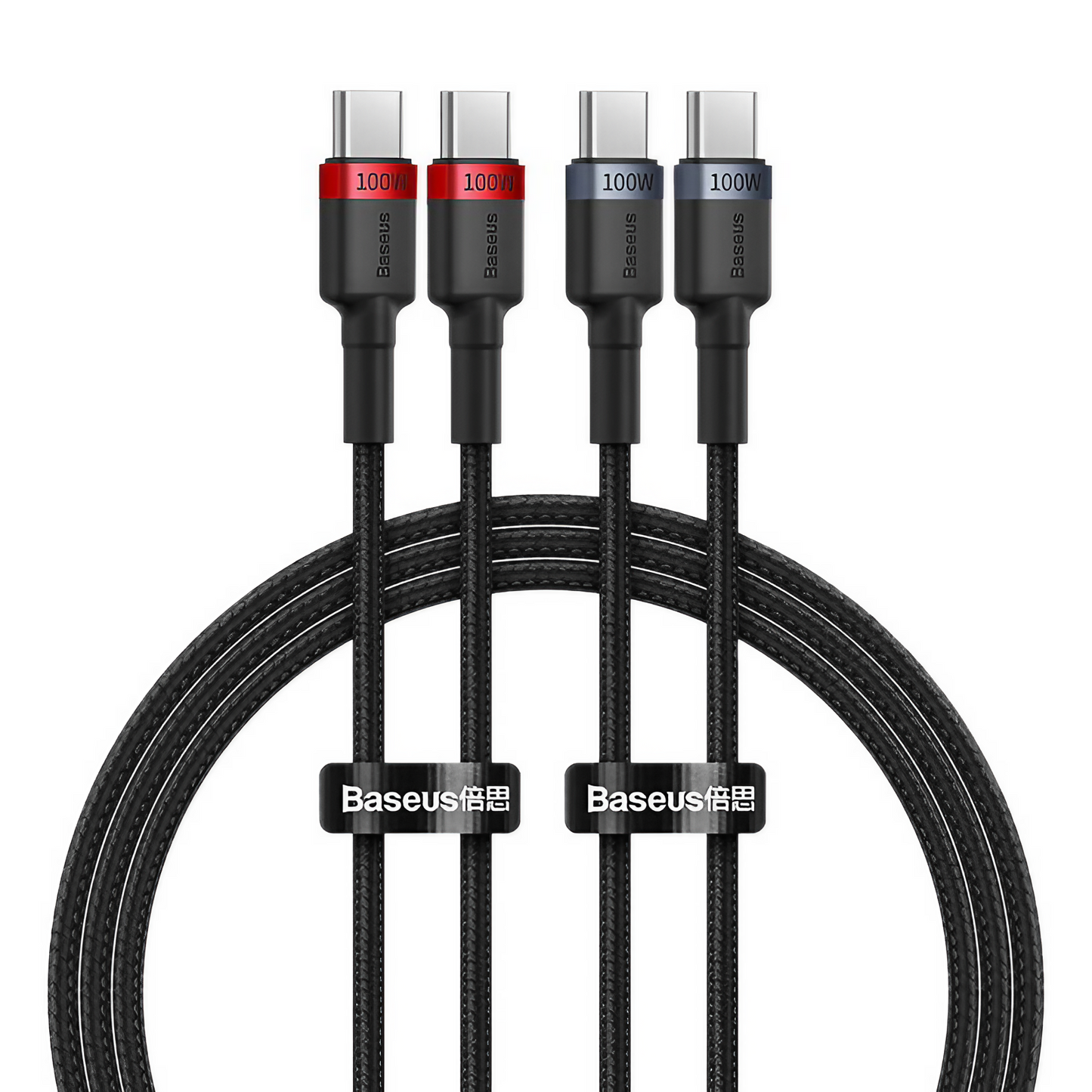 Baseus 2 Câble de charge USB-C vers USB-C 100W (1 m, lot de 2) – Noir + Gris – P10318306003-00