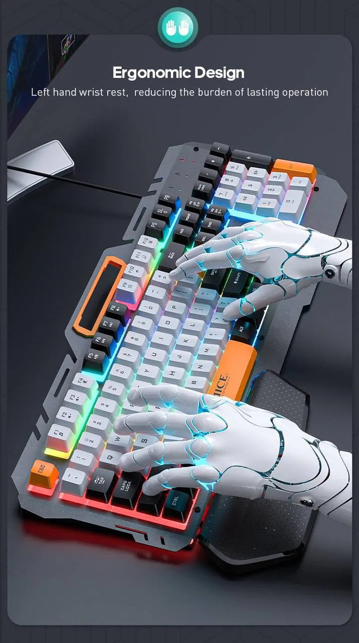 iMICE GK-450 Pro Ensemble Gaming 4-en-1 Complet – Clavier, Souris, Casque et Tapis, pour Expérience de Jeu Immersive