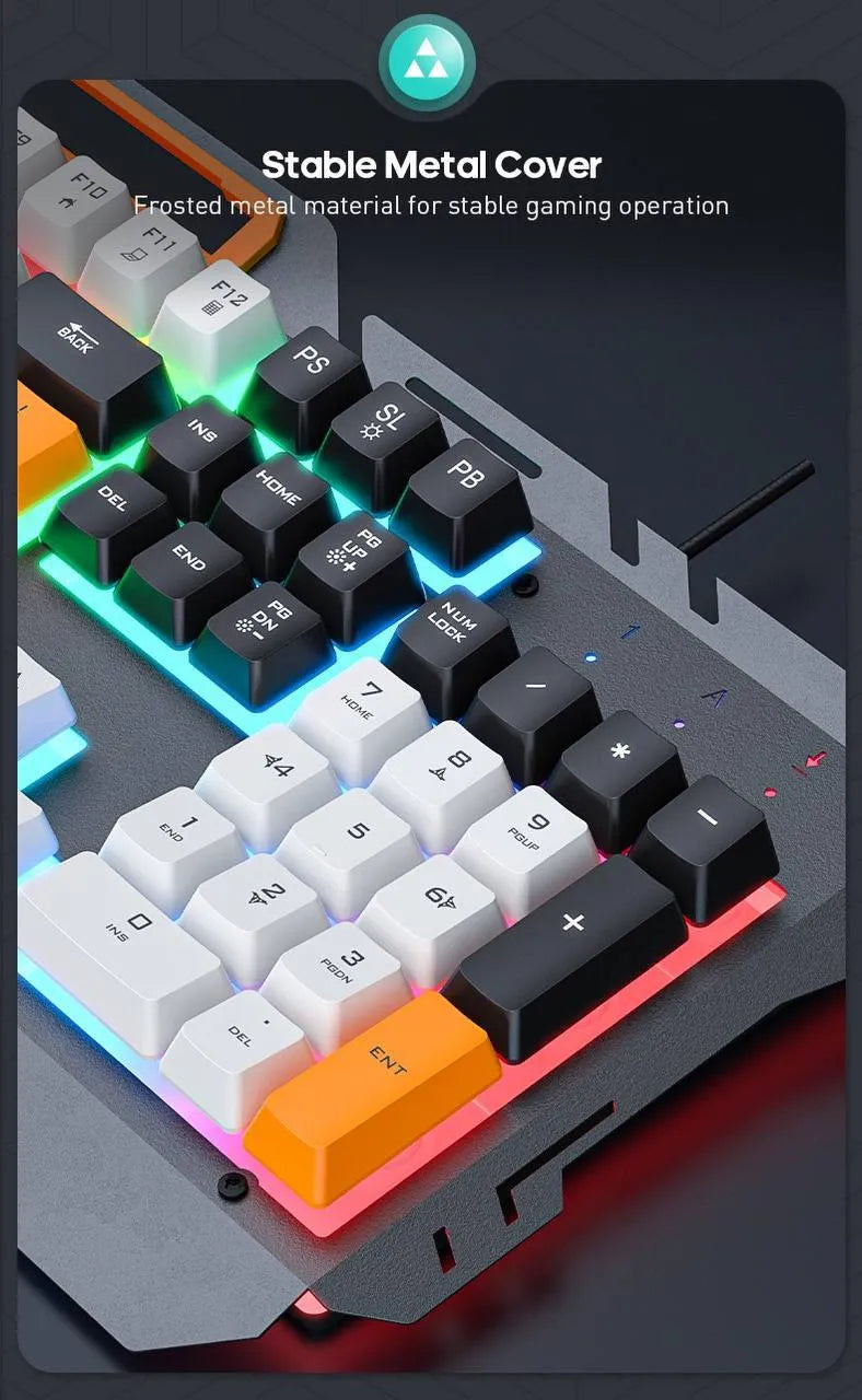 iMICE GK-450 Pro Ensemble Gaming 4-en-1 Complet – Clavier, Souris, Casque et Tapis, pour Expérience de Jeu Immersive